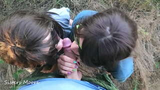 Гадаа Blowjob, Булэг ам, Булэг үнсэж - би хуваалцах нь миний Нөхөр миний StepSis, хөхөх нөхрийн cock - POV 3some bj StepSisters Мур